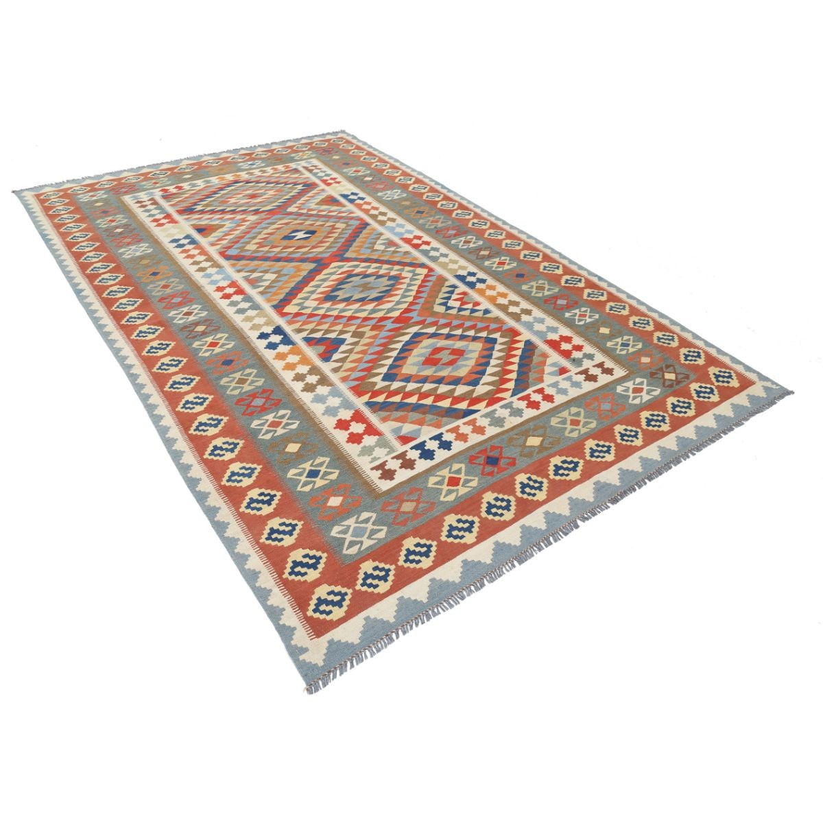 Kafkaas 7x10 Hand Woven Washable Wool Rug - Colorful