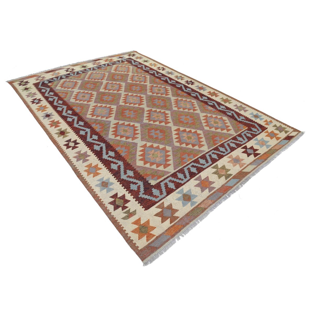 Kafkaas 7x10 Hand Woven Washable Wool Rug - Colorful