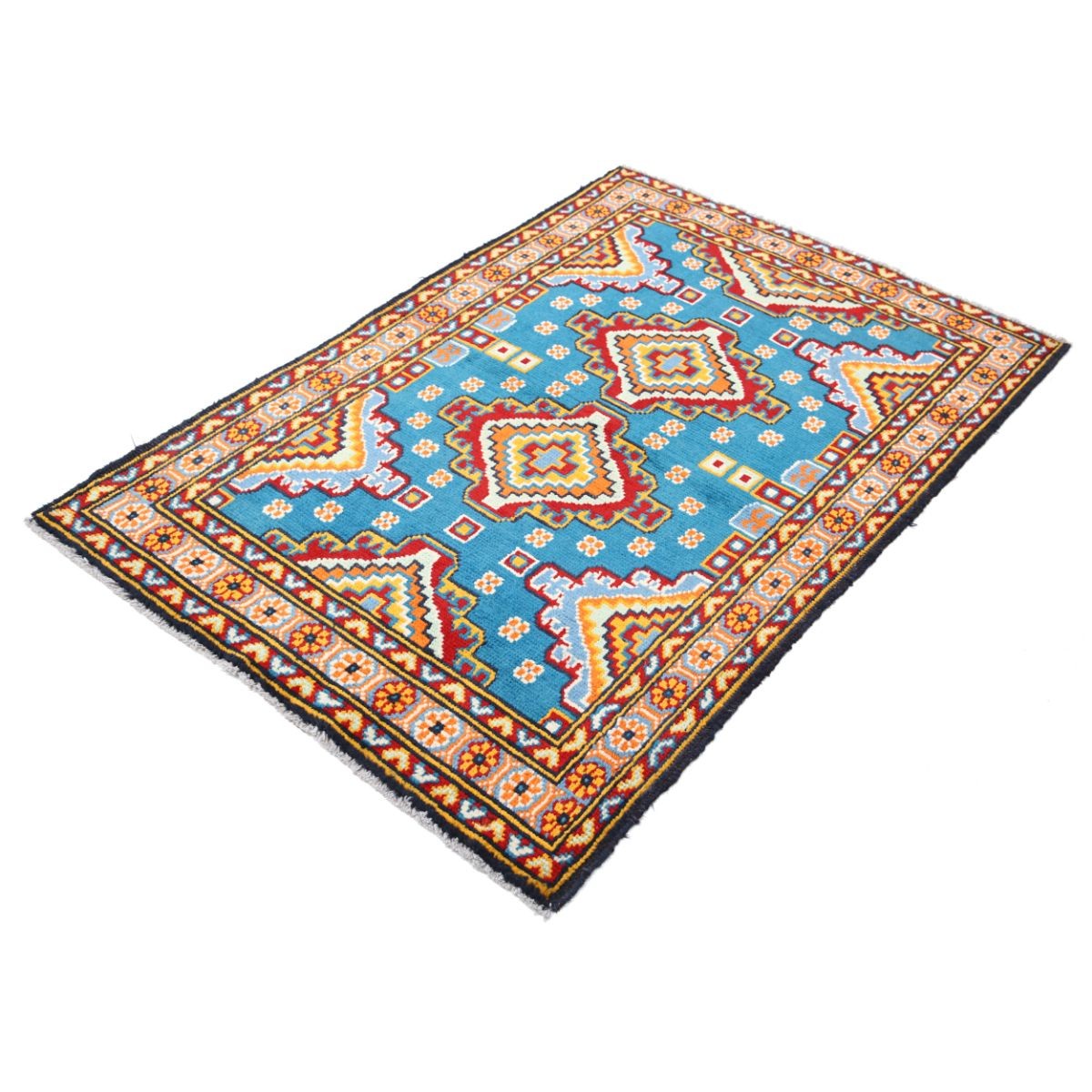 Revival 4x5 Handmade Double Knotted Washable Wool Rug - Colorful