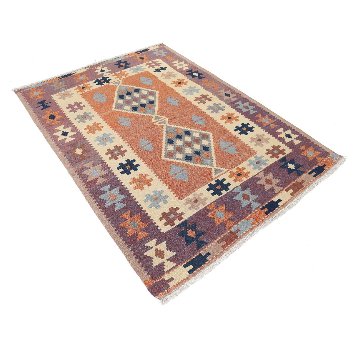 Kafkaas 5x7 Hand Woven Washable Wool Rug - Colorful