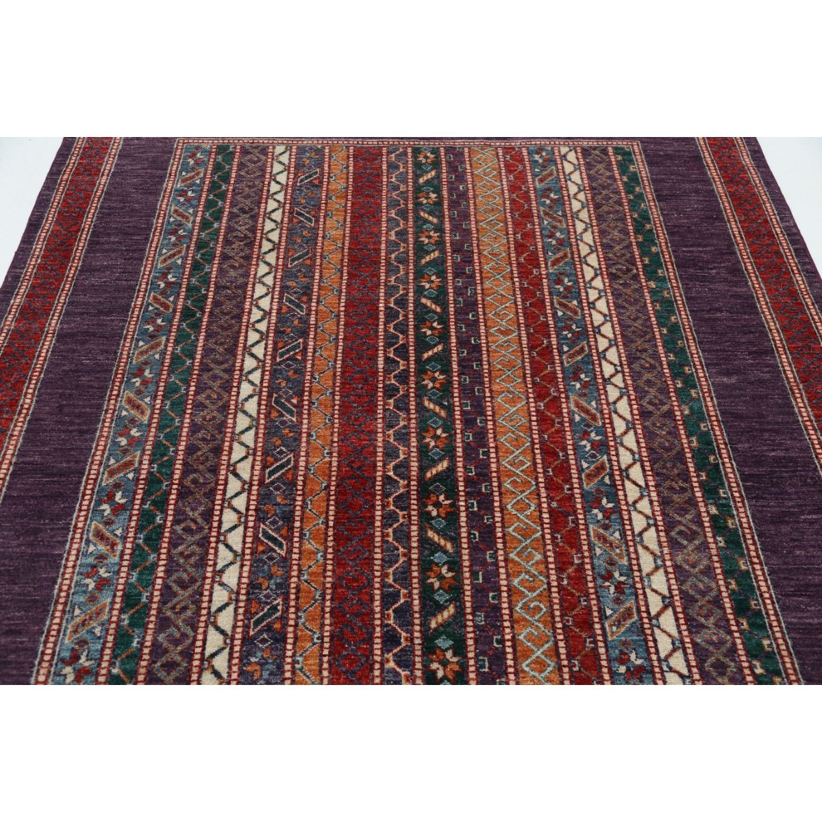Shaal 6x8 Handmade Double Knotted Washable Wool Rug - Colorful
