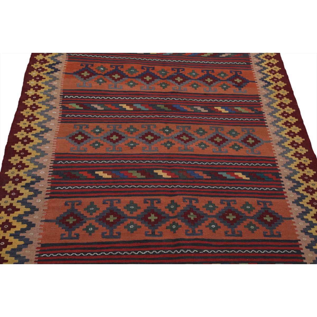 Sumak 5x6 Hand Woven Washable Wool Rug - Colorful
