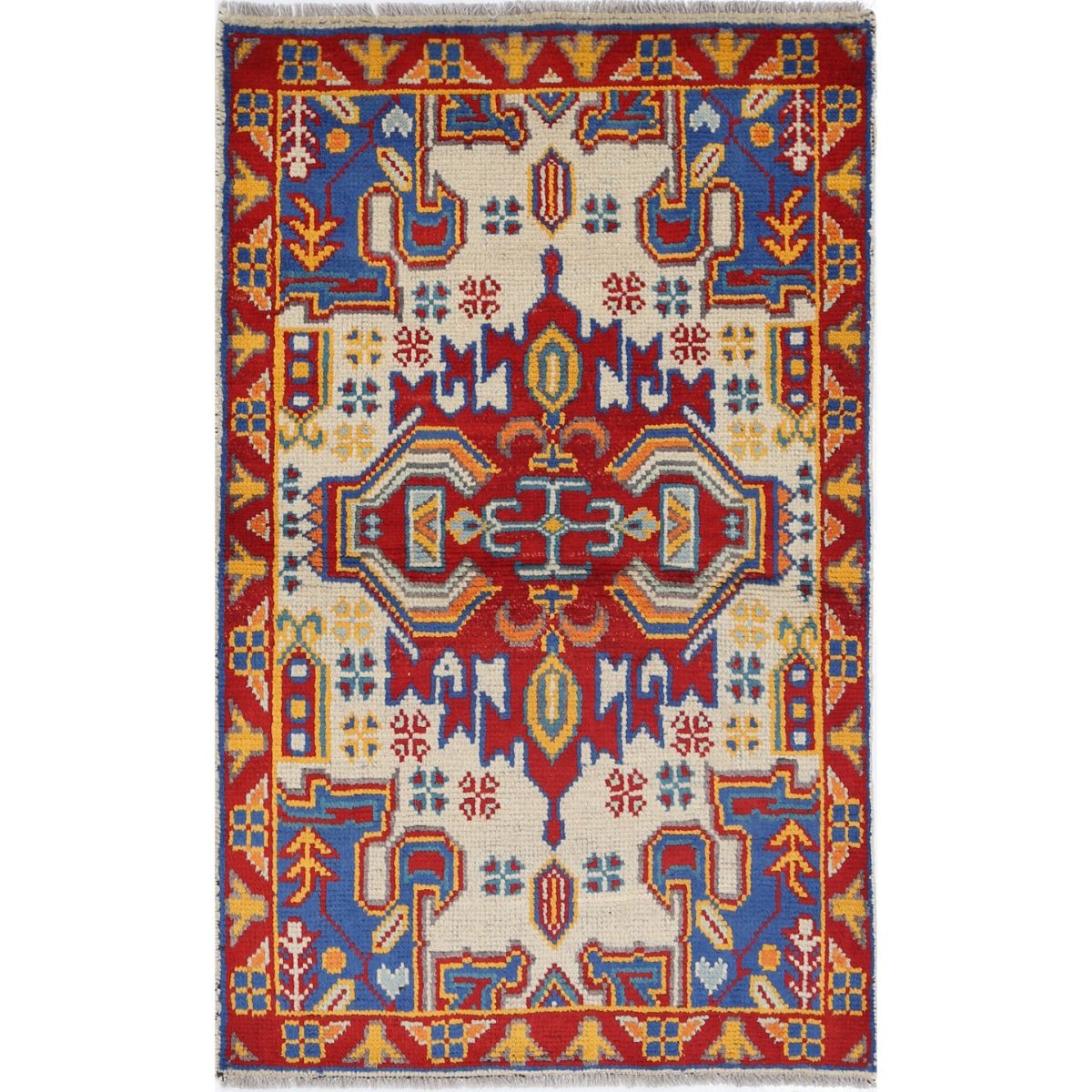 Revival 3x4 Handmade Double Knotted Washable Wool Rug - Colorful