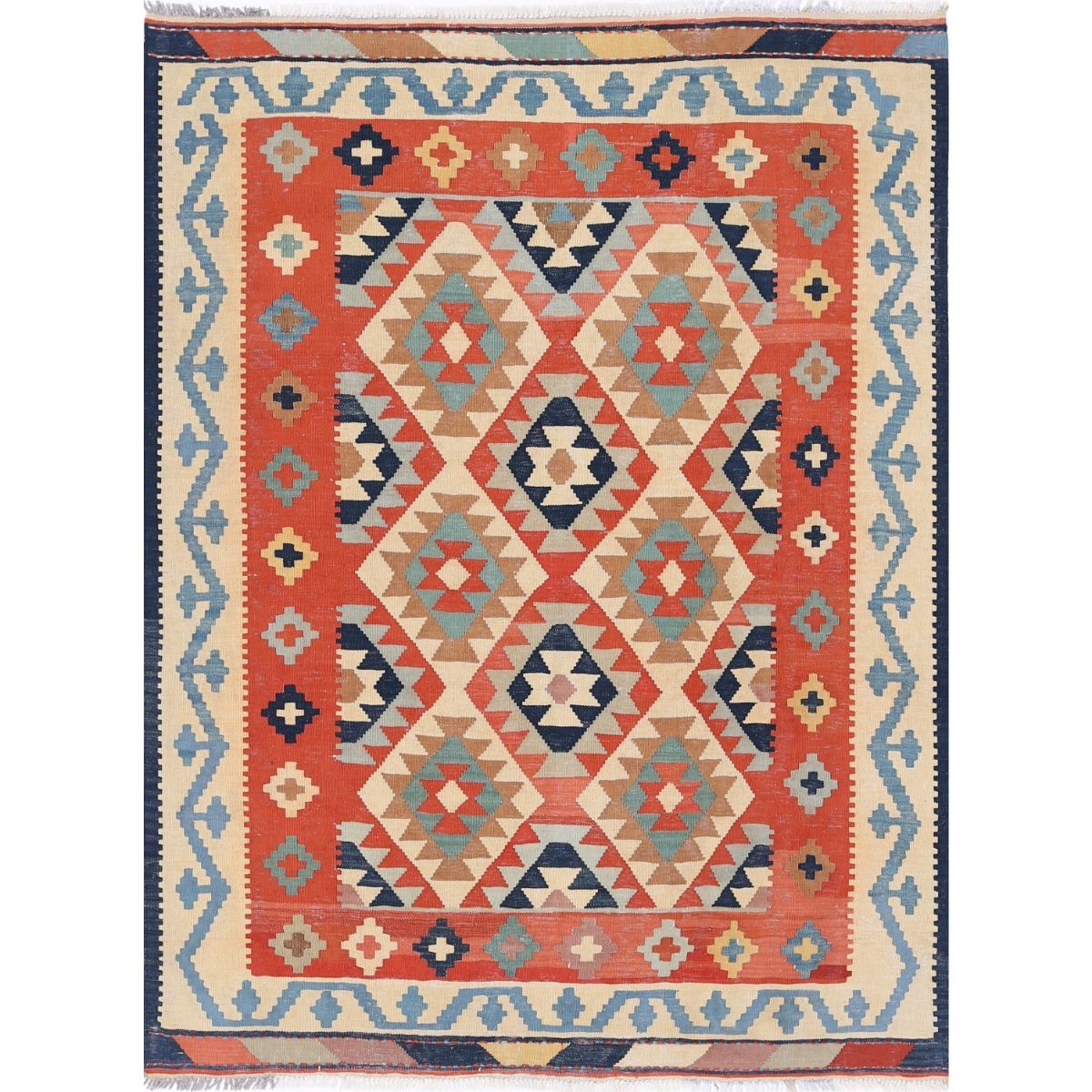 Kafkaas 5x7 Hand Woven Washable Wool Rug - Colorful