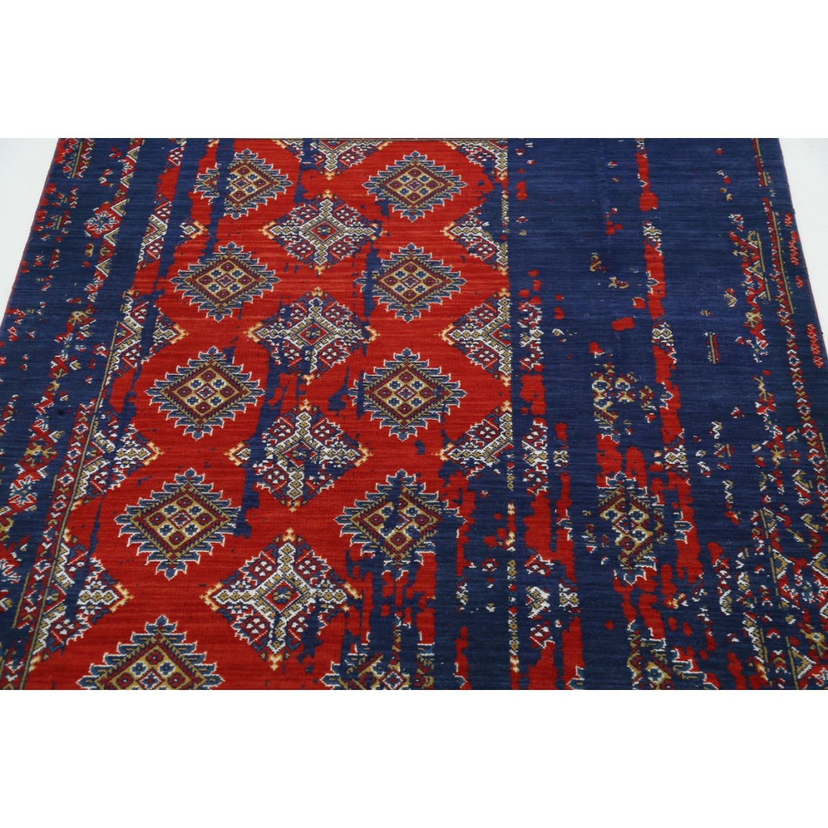 Ajrak 4x6 Machine-Made Washable Wool Rug - Colorful