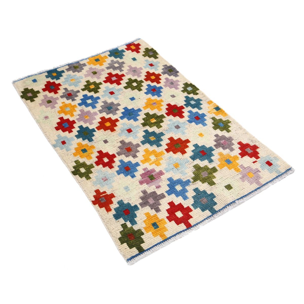 Revival 3x4 Handmade Double Knotted Washable Wool Rug - Colorful