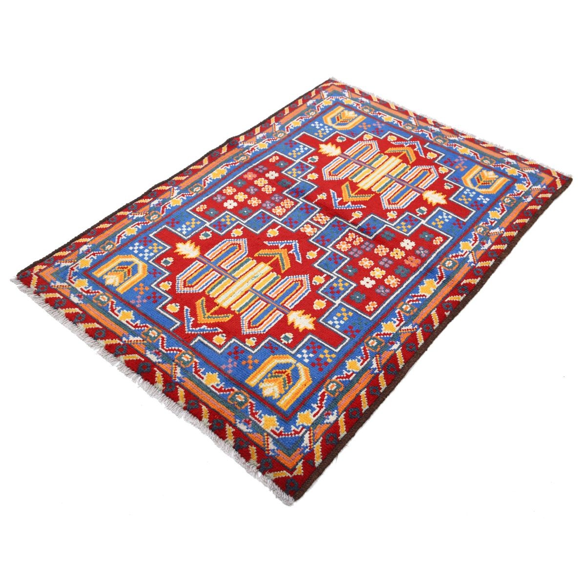 Revival 3x5 Handmade Double Knotted Washable Wool Rug - Colorful