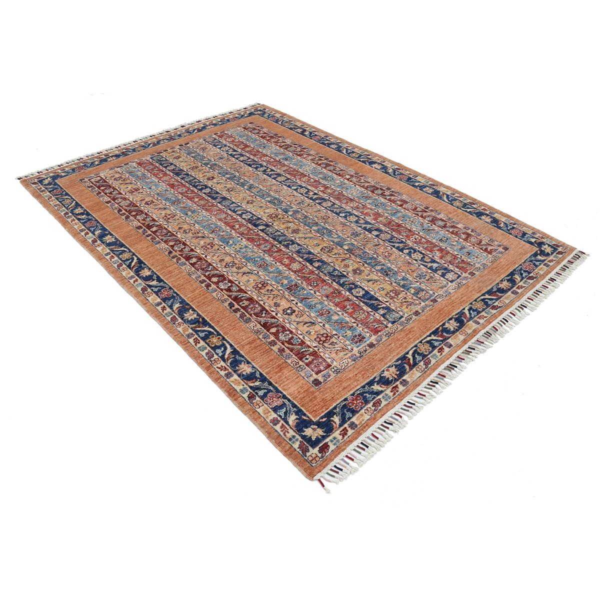 Shaal 6x8 Handmade Double Knotted Washable Wool Rug - Colorful