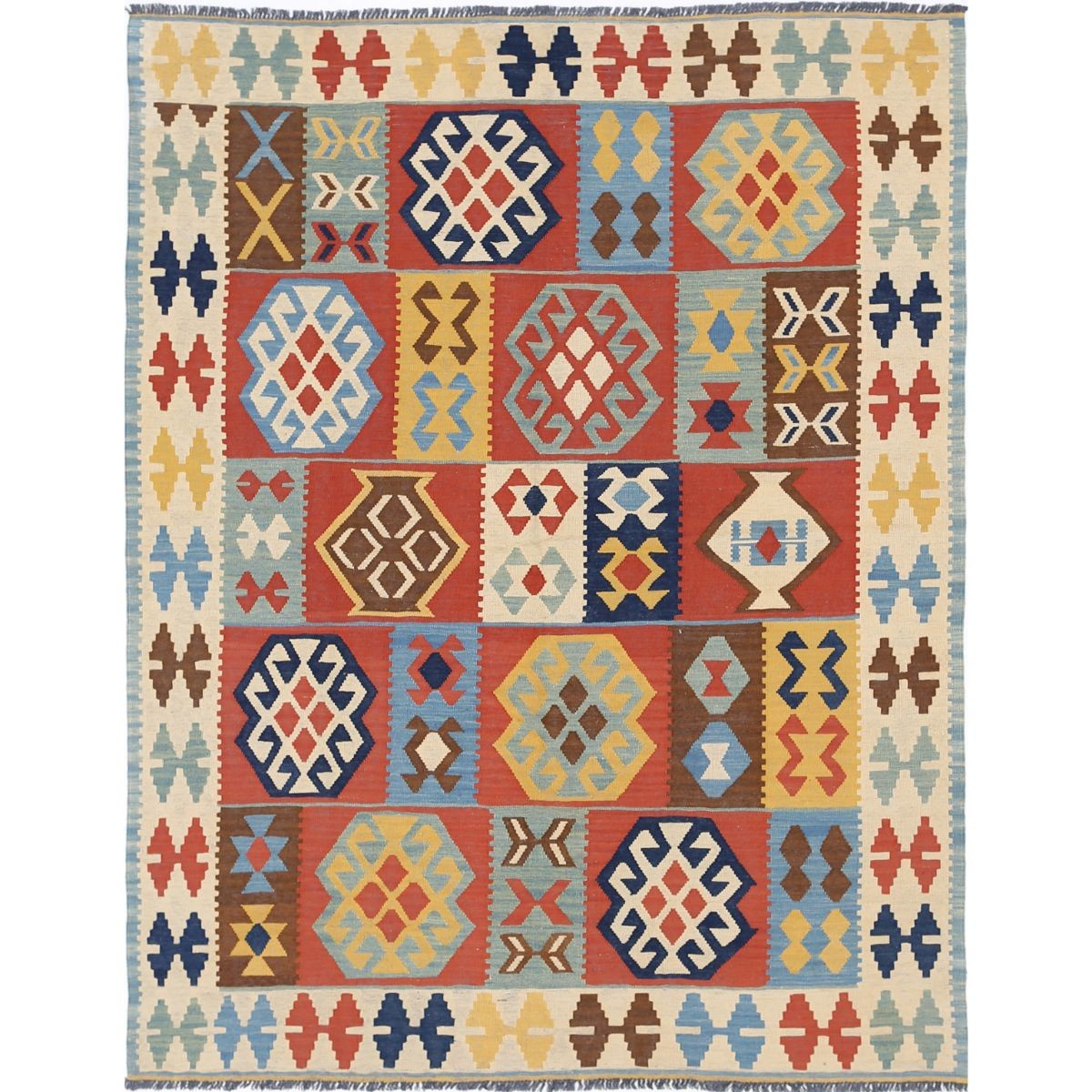 Kafkaas 5x7 Hand Woven Washable Wool Rug - Colorful