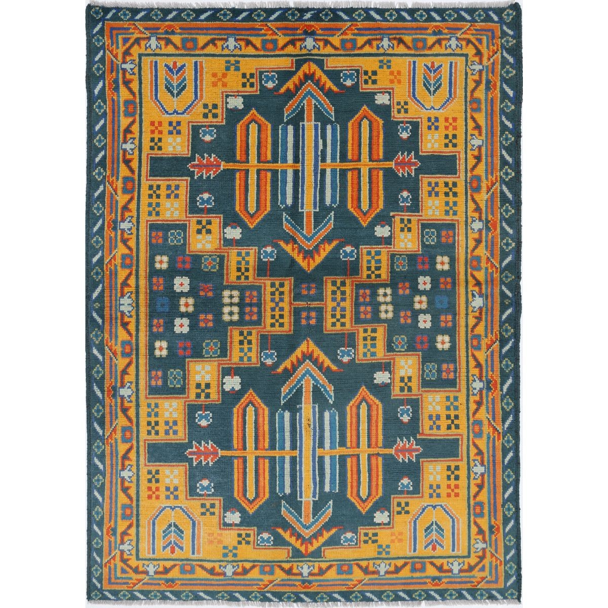 Revival 5x7 Handmade Double Knotted Washable Wool Rug - Colorful