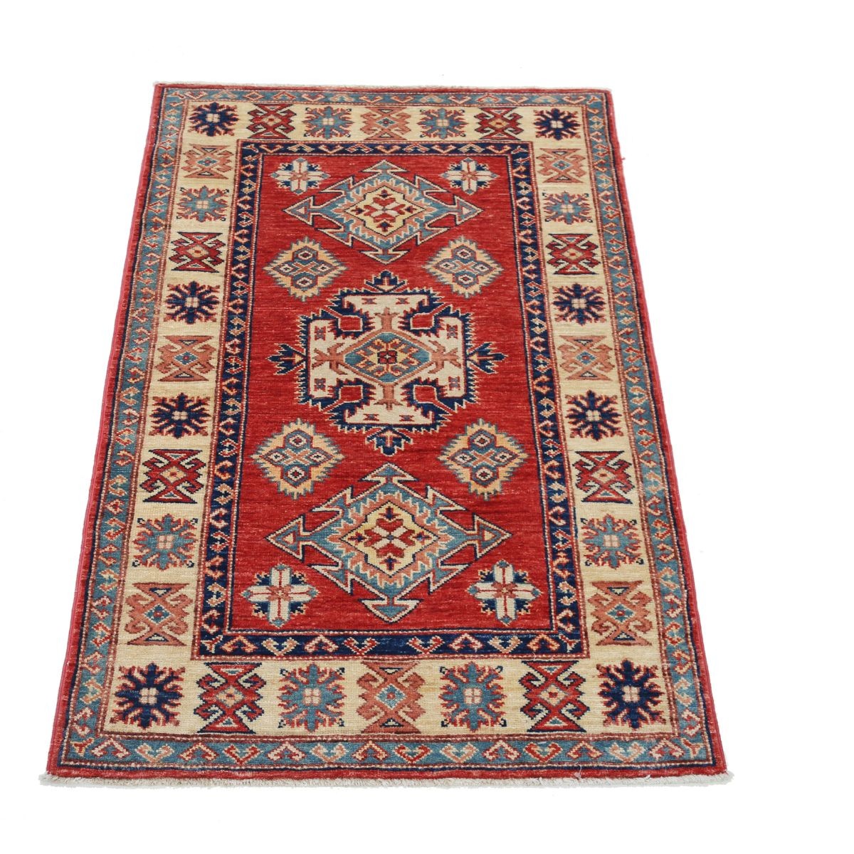 Kazak 3x4 Handmade Double Knotted Washable Wool Rug - Colorful