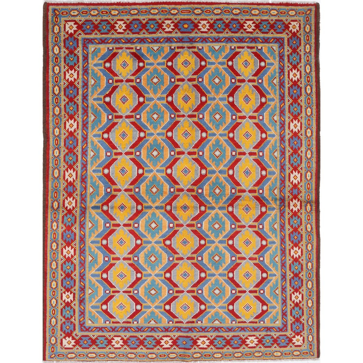 Revival 5x6 Handmade Double Knotted Washable Wool Rug - Colorful