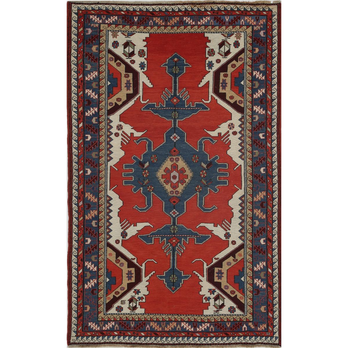 Sumak 4x7 Hand Woven Washable Wool Rug - Colorful
