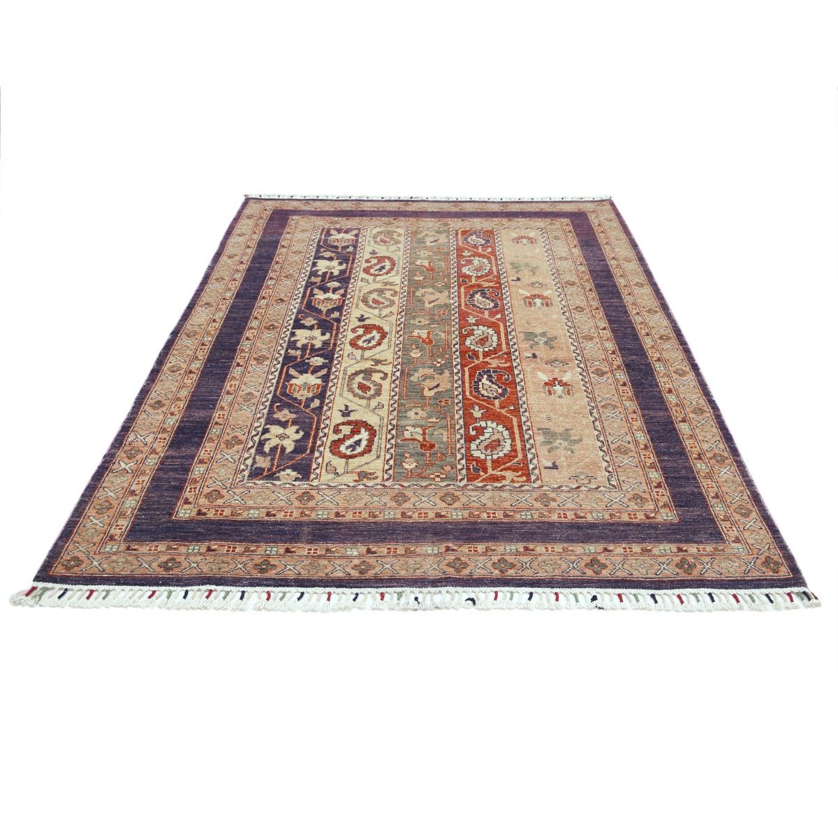 Shaal 5x8 Handmade Double Knotted Washable Wool Rug - Colorful
