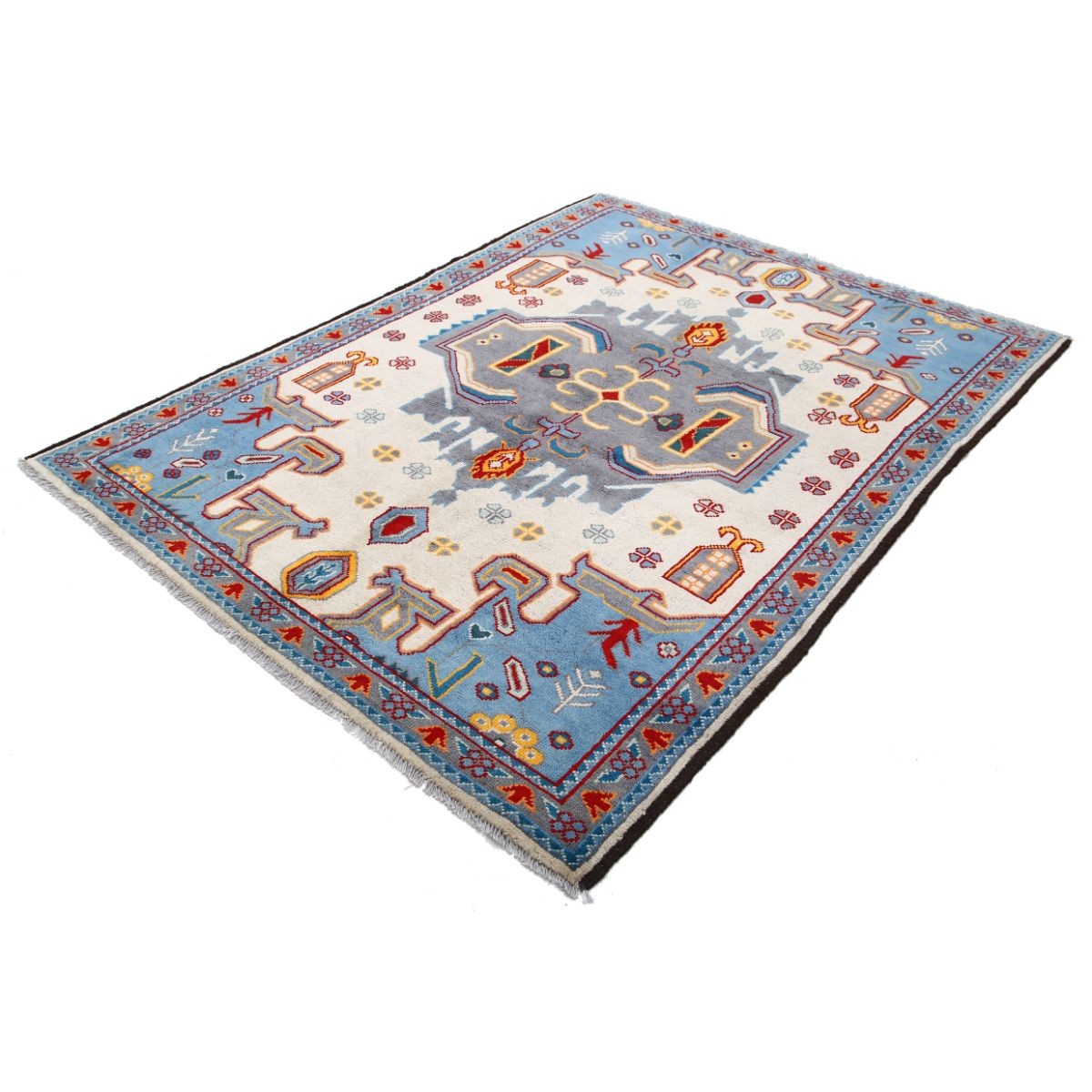 Revival 6x8 Handmade Double Knotted Washable Wool Rug - Colorful