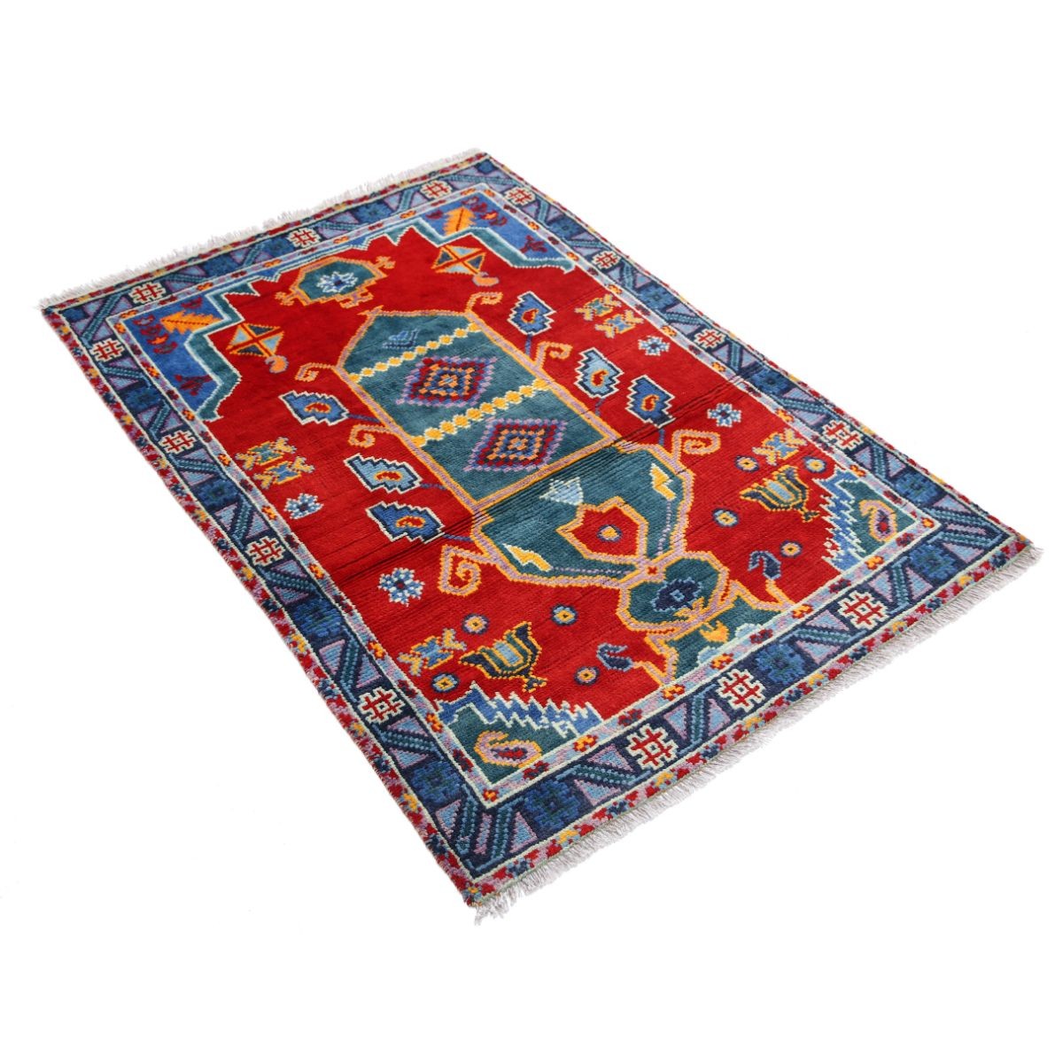 Revival 3x5 Handmade Double Knotted Washable Wool Rug - Colorful