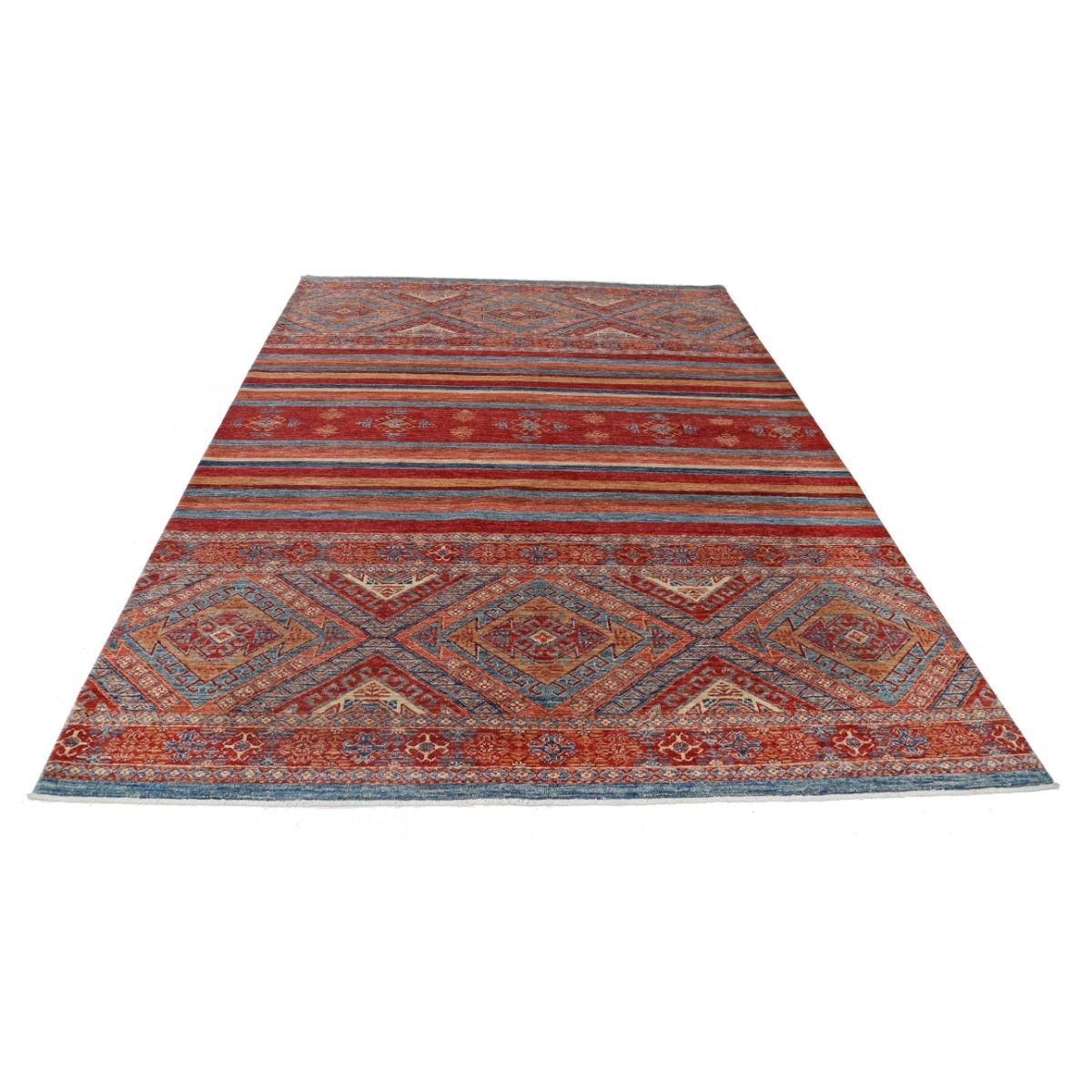 Khurjeen 7x9 Handmade Double Knotted Washable Wool Rug - Colorful