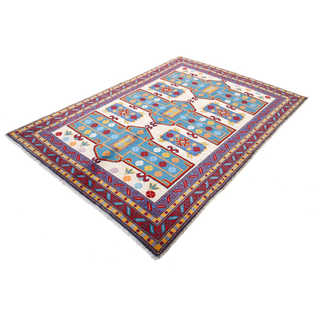 Revival 6x8 Handmade Double Knotted Washable Wool Rug - Colorful