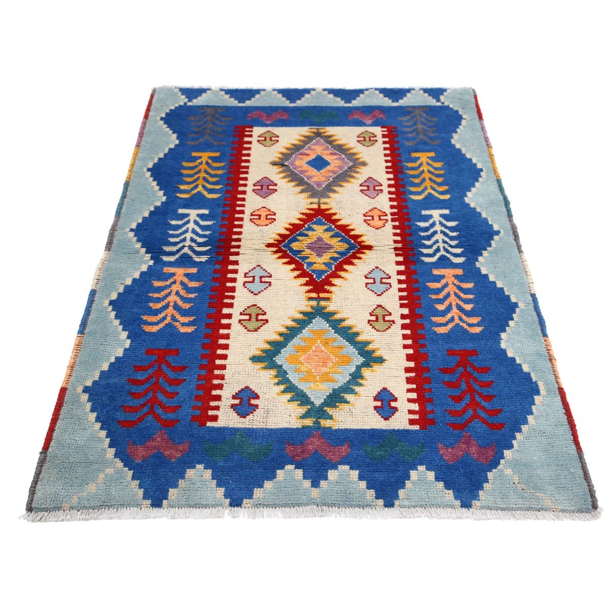 Revival 3x5 Handmade Double Knotted Washable Wool Rug - Colorful
