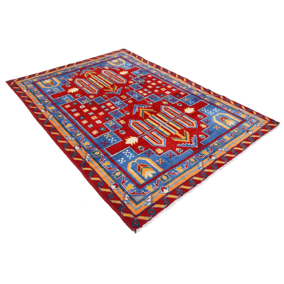 Revival 6x8 Handmade Double Knotted Washable Wool Rug - Colorful