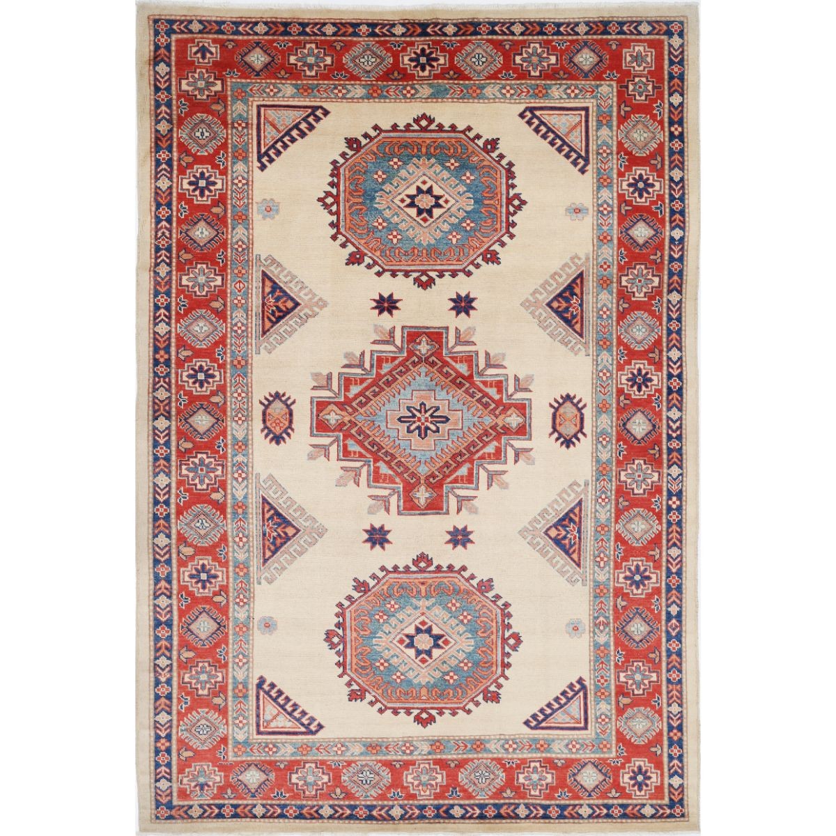 Kazak 6x9 Handmade Double Knotted Washable Wool Rug - Colorful