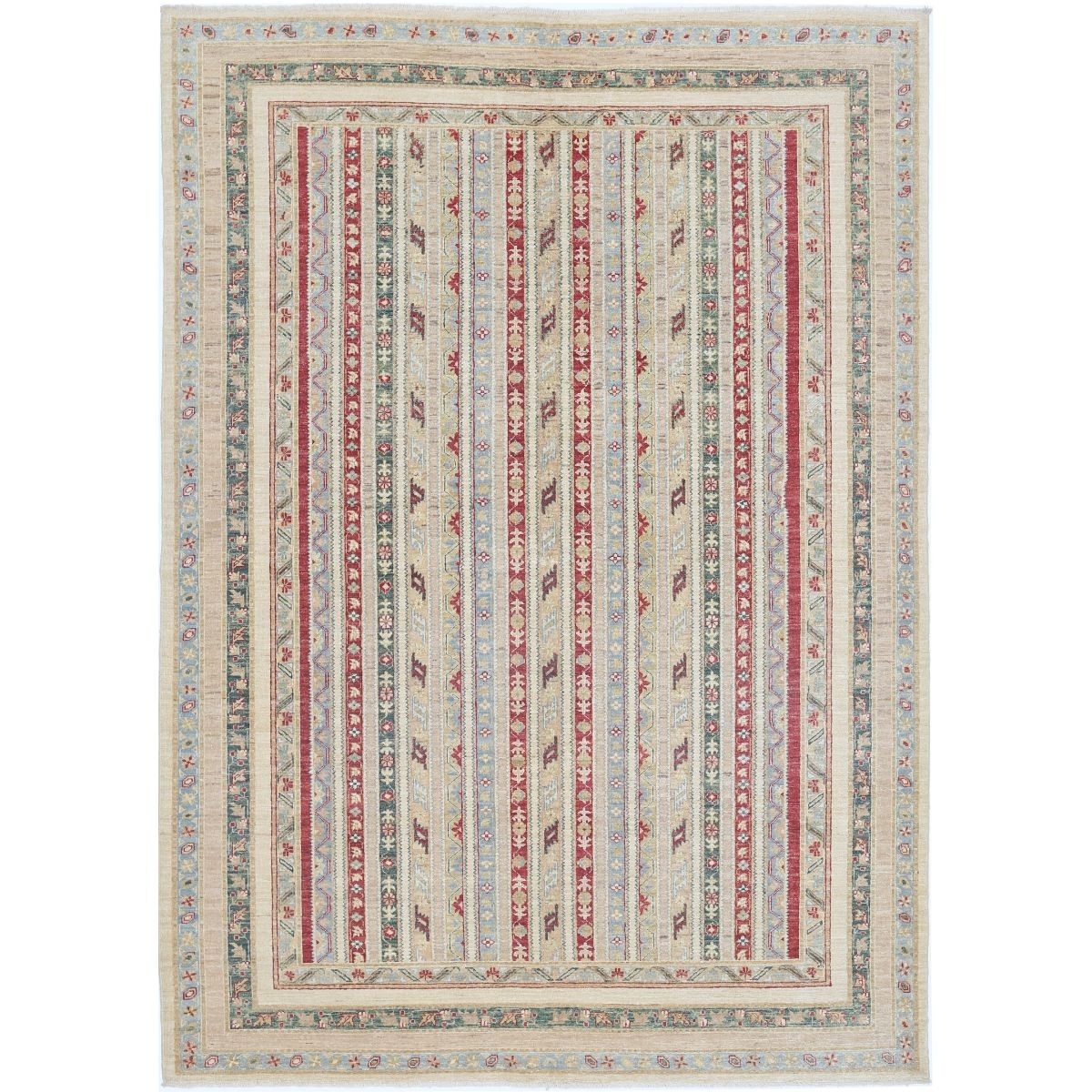 Shaal 7x10 Handmade Double Knotted Washable Wool Rug - Colorful