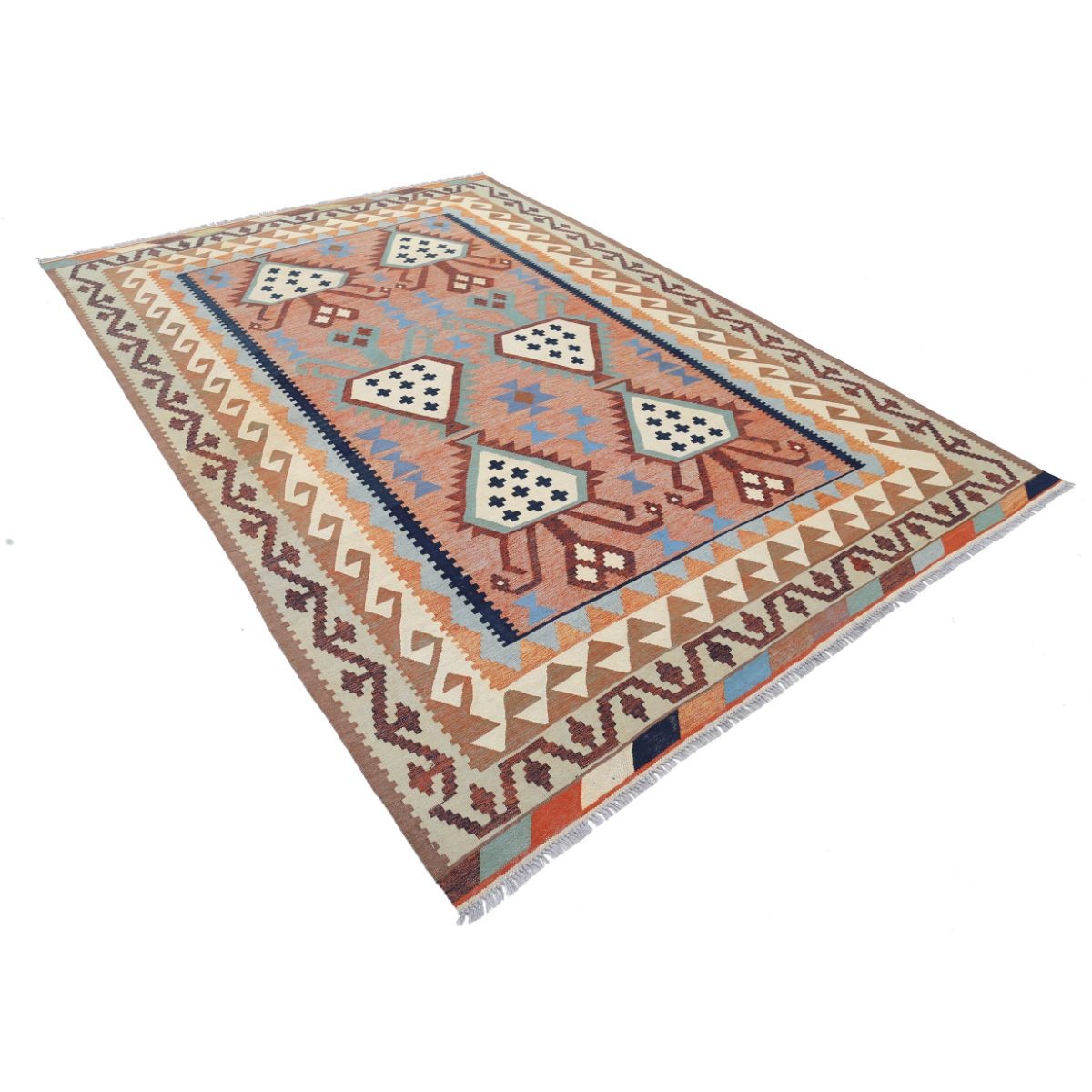 Kafkaas 7x10 Hand Woven Washable Wool Rug - Colorful