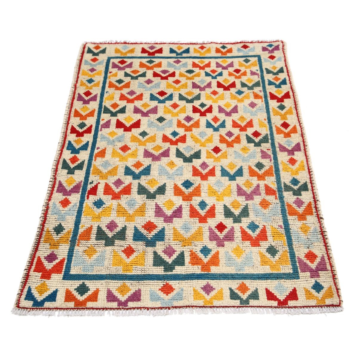 Revival 3x4 Handmade Double Knotted Washable Wool Rug - Colorful