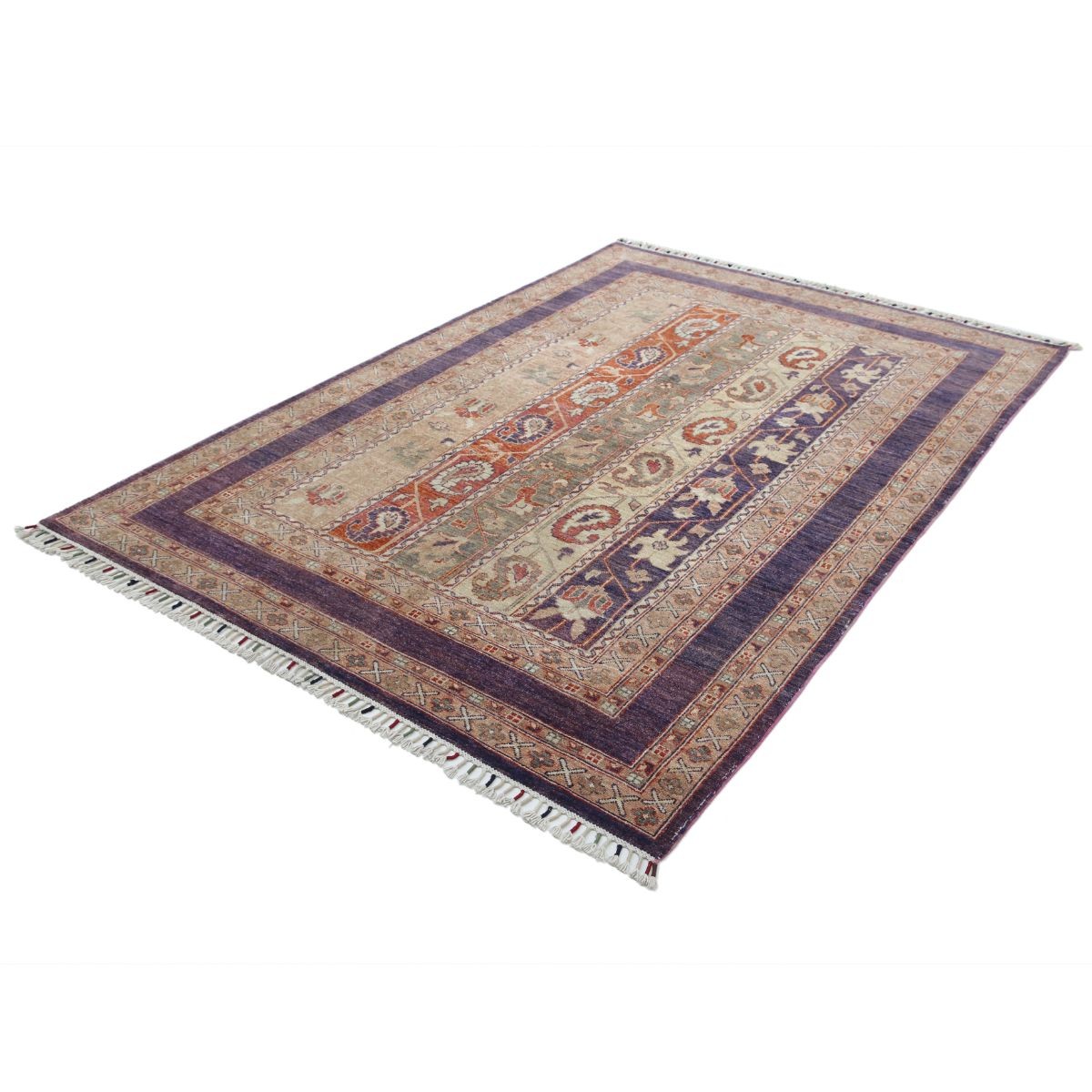 Shaal 5x8 Handmade Double Knotted Washable Wool Rug - Colorful