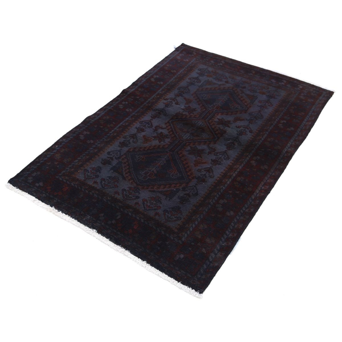 Overdye 4x5 Handmade Double Knotted Washable Wool Rug - Monochormatic