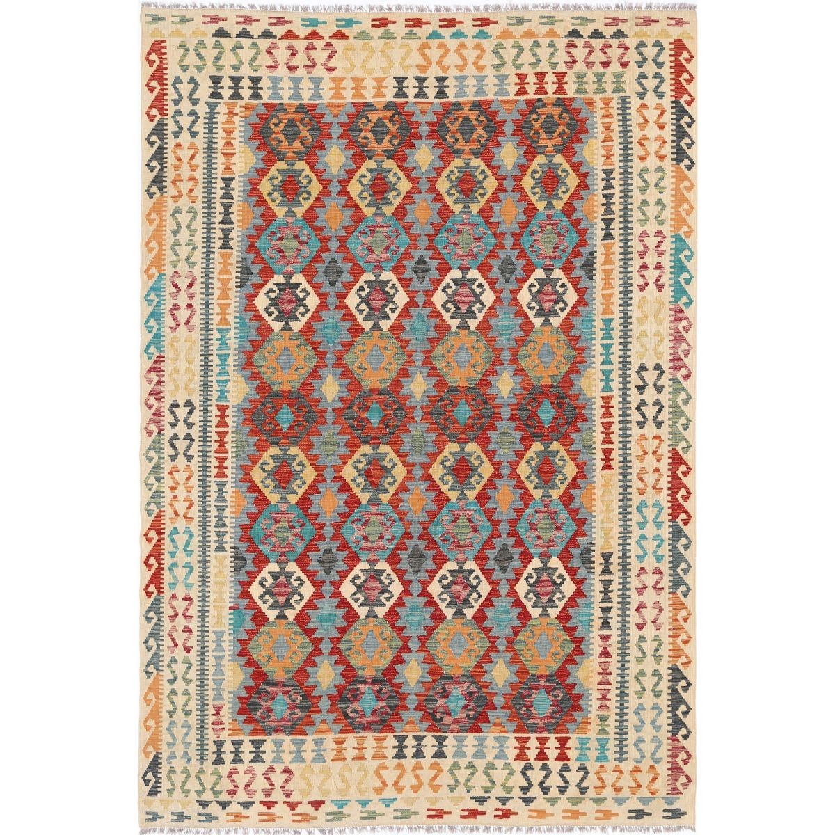 Maimana 6x10 Hand Woven Washable Wool Rug - Colorful