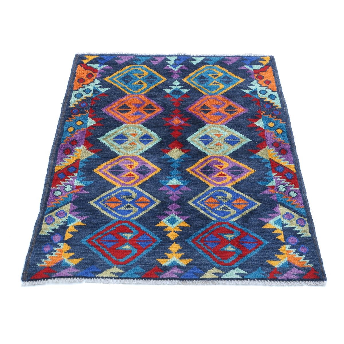 Revival 3x4 Handmade Double Knotted Washable Wool Rug - Colorful