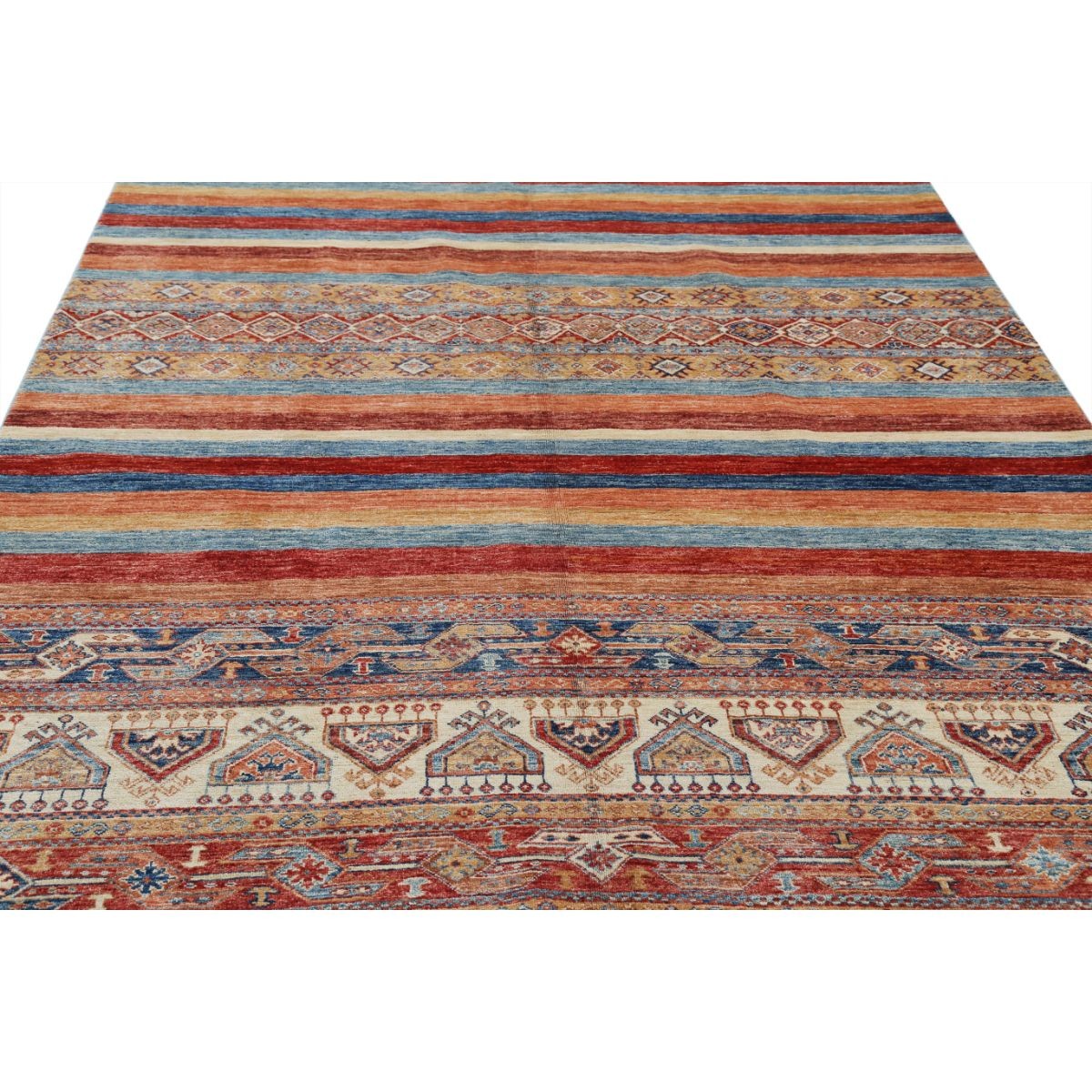 Khurjeen 7x10 Handmade Double Knotted Washable Wool Rug - Colorful