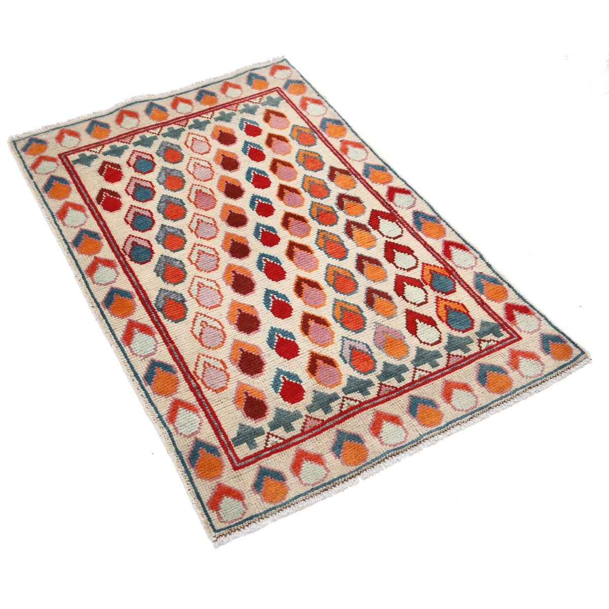 Revival 3x4 Handmade Double Knotted Washable Wool Rug - Colorful
