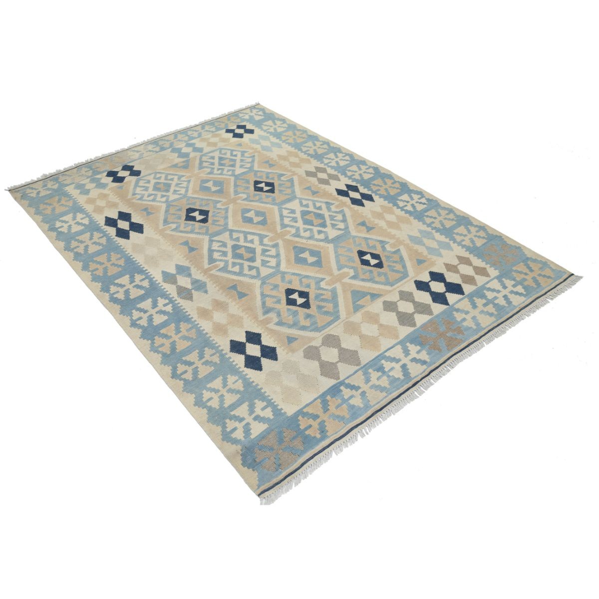 Kafkaas 5x7 Hand Woven Washable Wool Rug - Soft Hues