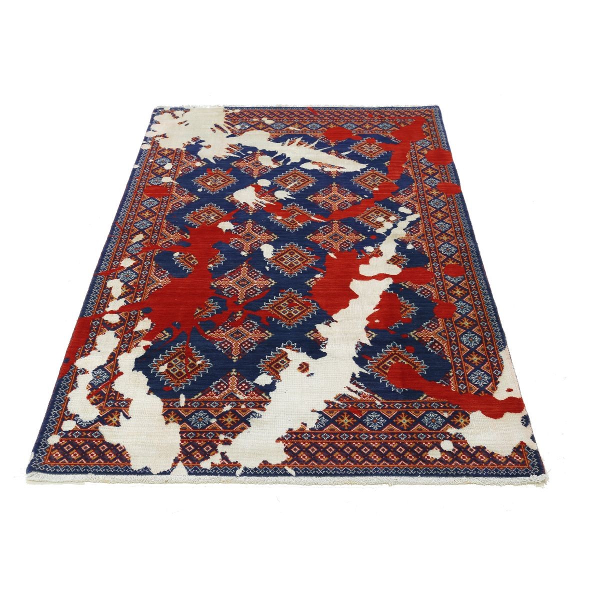 Ajrak 4x6 Powered-Loomed Washable Wool Rug - Colorful