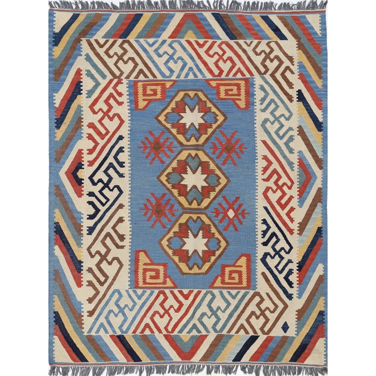 Kafkaas 5x7 Hand Woven Washable Wool Rug - Colorful