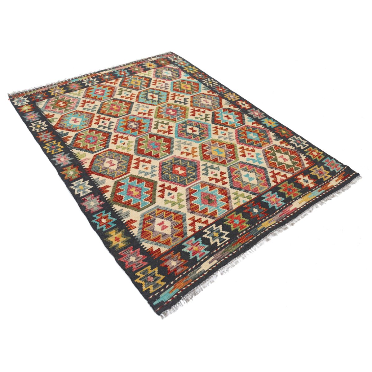 Maimana 5x7 Hand Woven Washable Wool Rug - Colorful