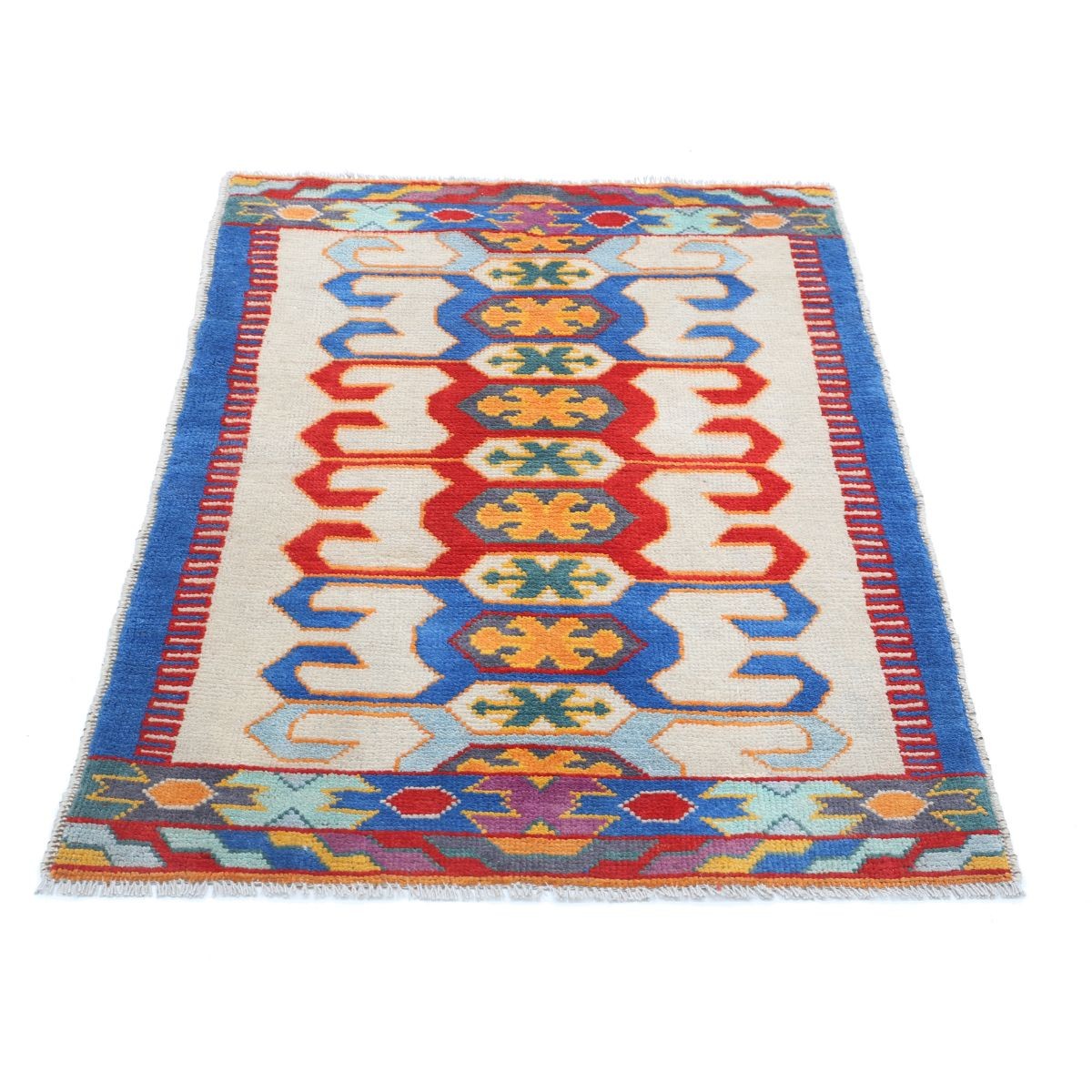 Revival 3x4 Handmade Double Knotted Washable Wool Rug - Colorful