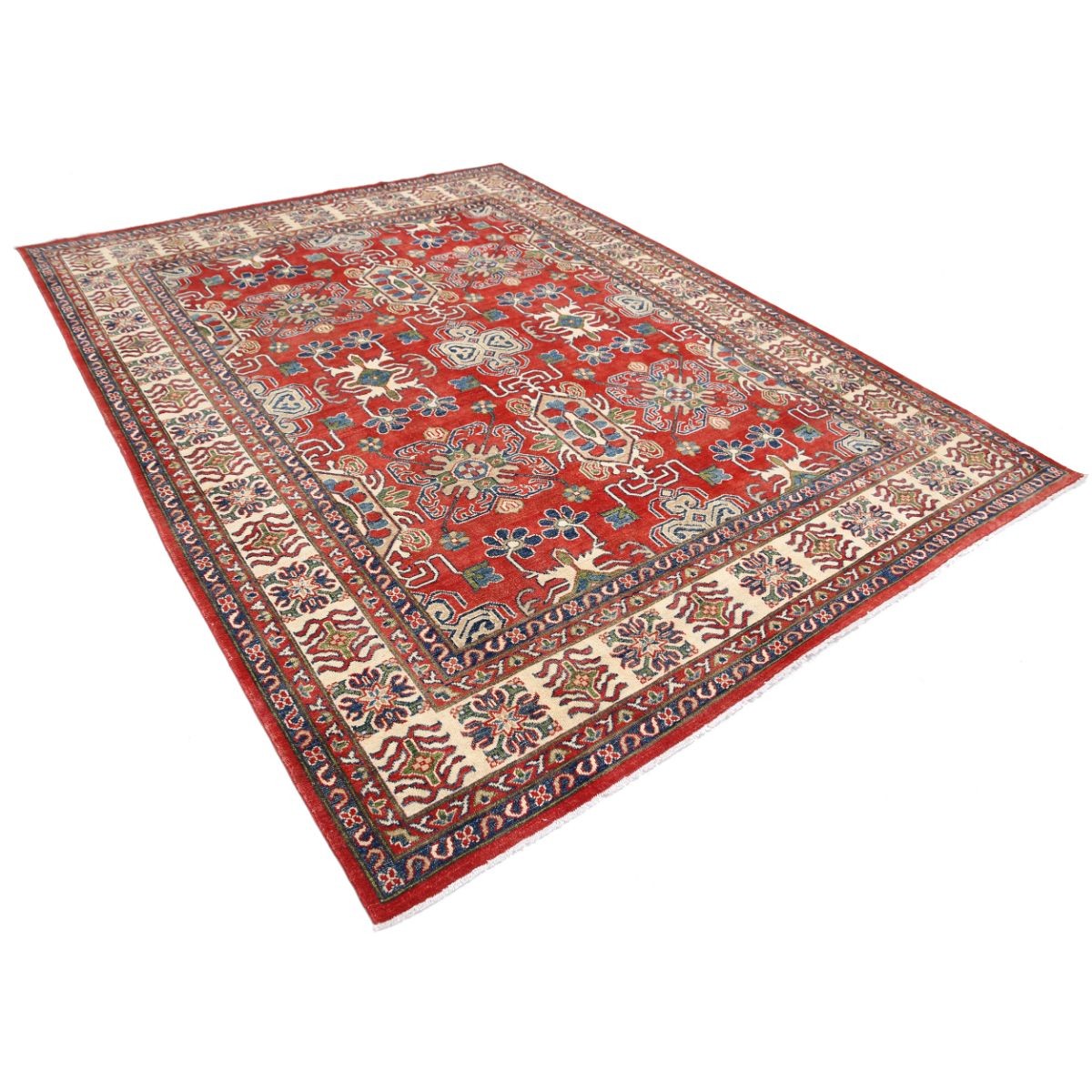 Kazak 8x10 Handmade Double Knotted Washable Wool Rug - Colorful