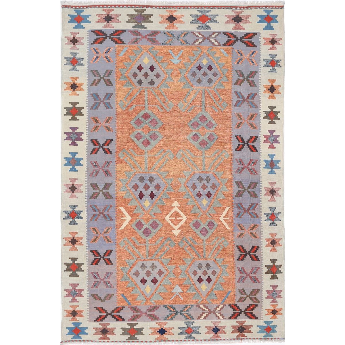 Kafkaas 6x10 Hand Woven Washable Wool Rug - Colorful