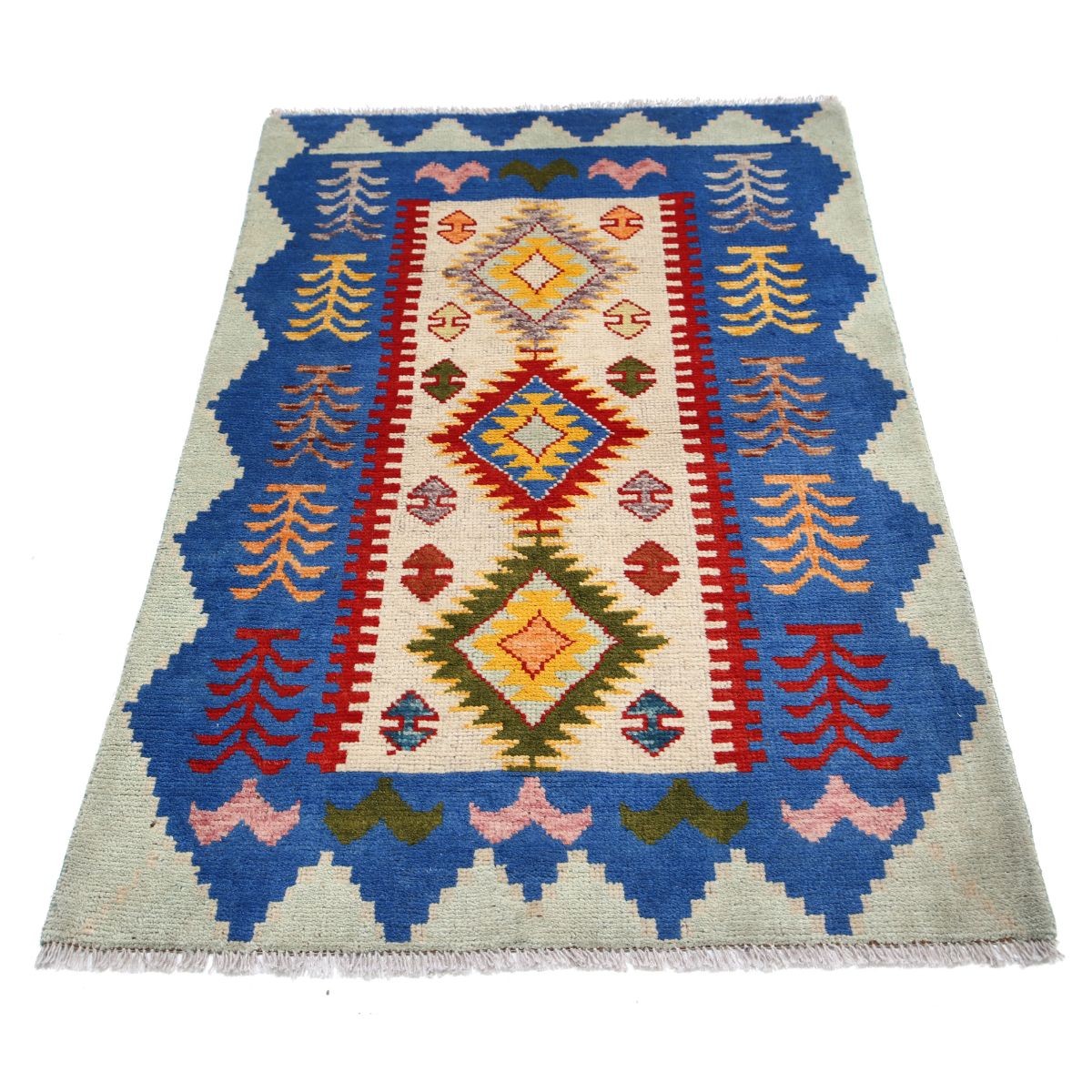 Revival 3x5 Handmade Double Knotted Washable Wool Rug - Colorful