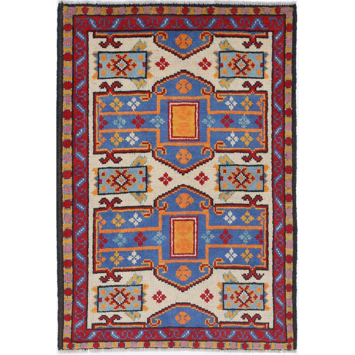 Revival 3x4 Handmade Double Knotted Washable Wool Rug - Colorful