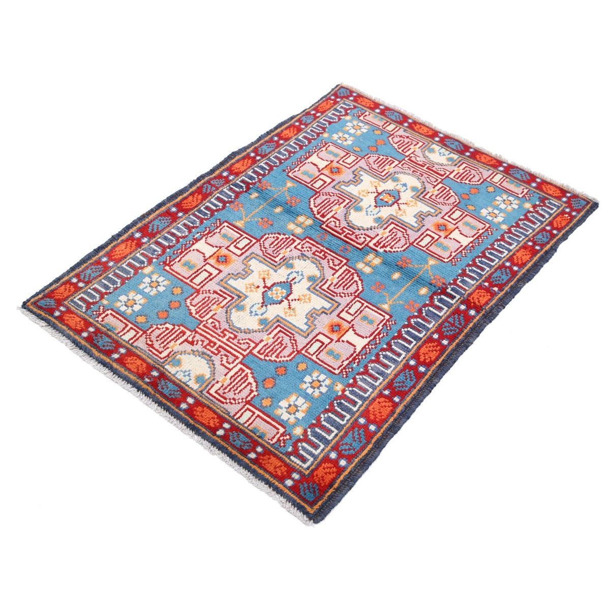 Revival 3x4 Handmade Double Knotted Washable Wool Rug - Colorful