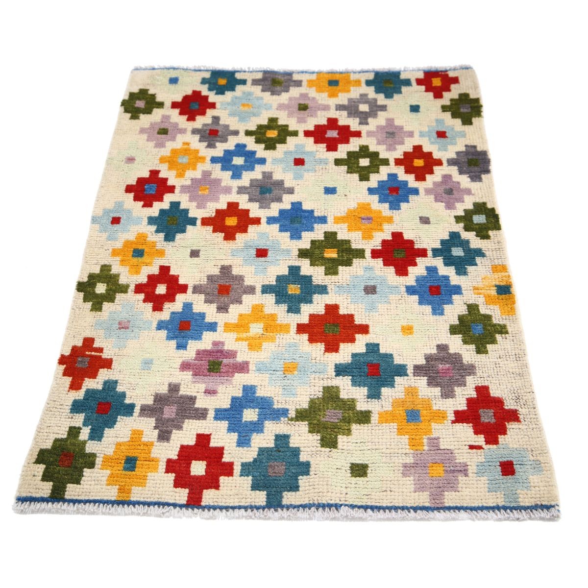 Revival 3x4 Handmade Double Knotted Washable Wool Rug - Colorful