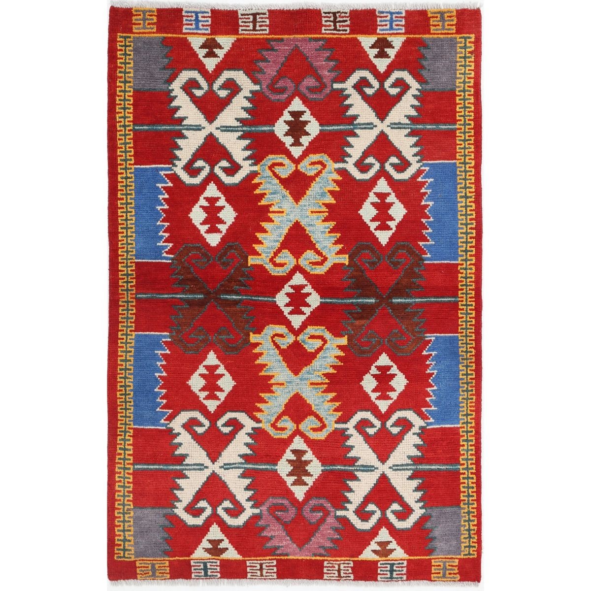 Revival 3x5 Handmade Double Knotted Washable Wool Rug - Colorful