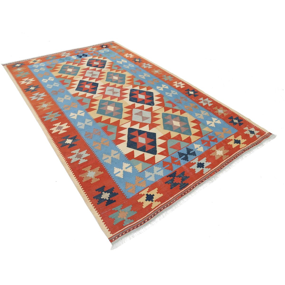 Kafkaas 6x10 Hand Woven Washable Wool Rug - Colorful