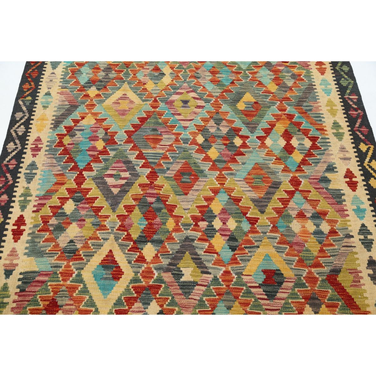 Maimana 5x6 Hand Woven Washable Wool Rug - Colorful