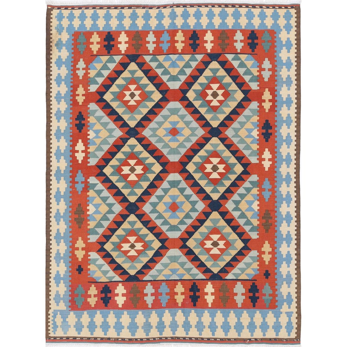 Kafkaas 5x6 Hand Woven Washable Wool Rug - Colorful