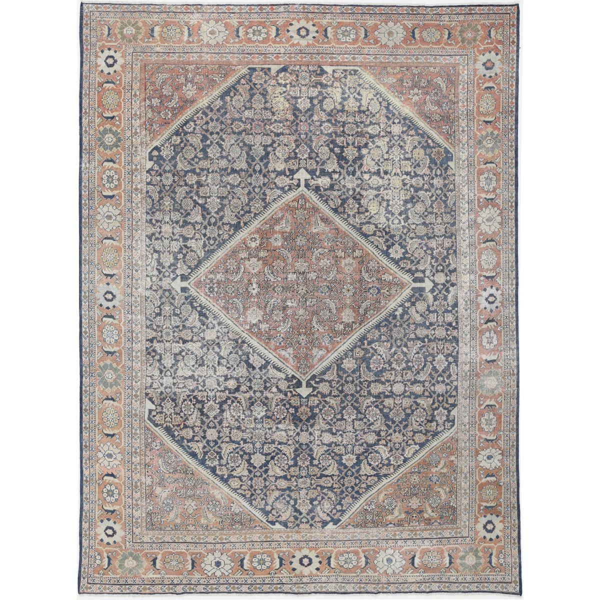 Vintage 11x14 Hand-Knotted Washable Wool Rug - Soft Hues